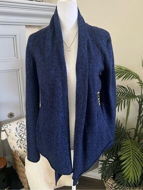 Aqua 100% Cashmere Cozy Knit Cardigan in Navy S